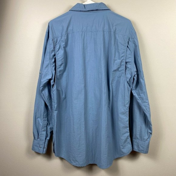 Vented‎ Fishing Outdoor Shirt M Mens Blue Button Up Long Tabbed Sleeve - Picture 3 of 6